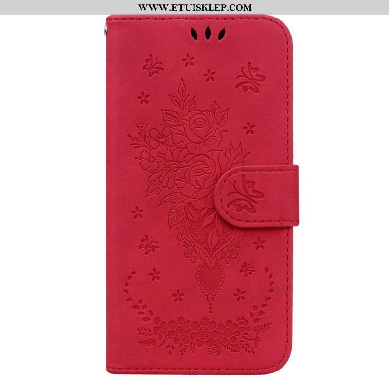 Obudowa Etui Na Telefon do Honor Magic 5 Lite z Łańcuch Wiązane Róże I Motyle